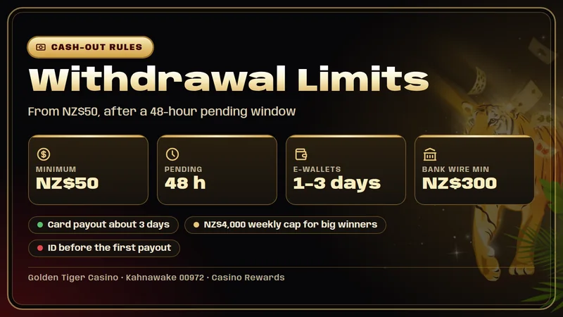 Golden Tiger Casino withdrawal limits at a glance