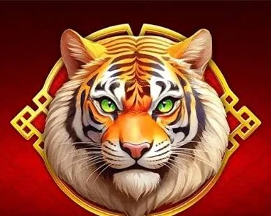 Golden tiger in a gold medallion